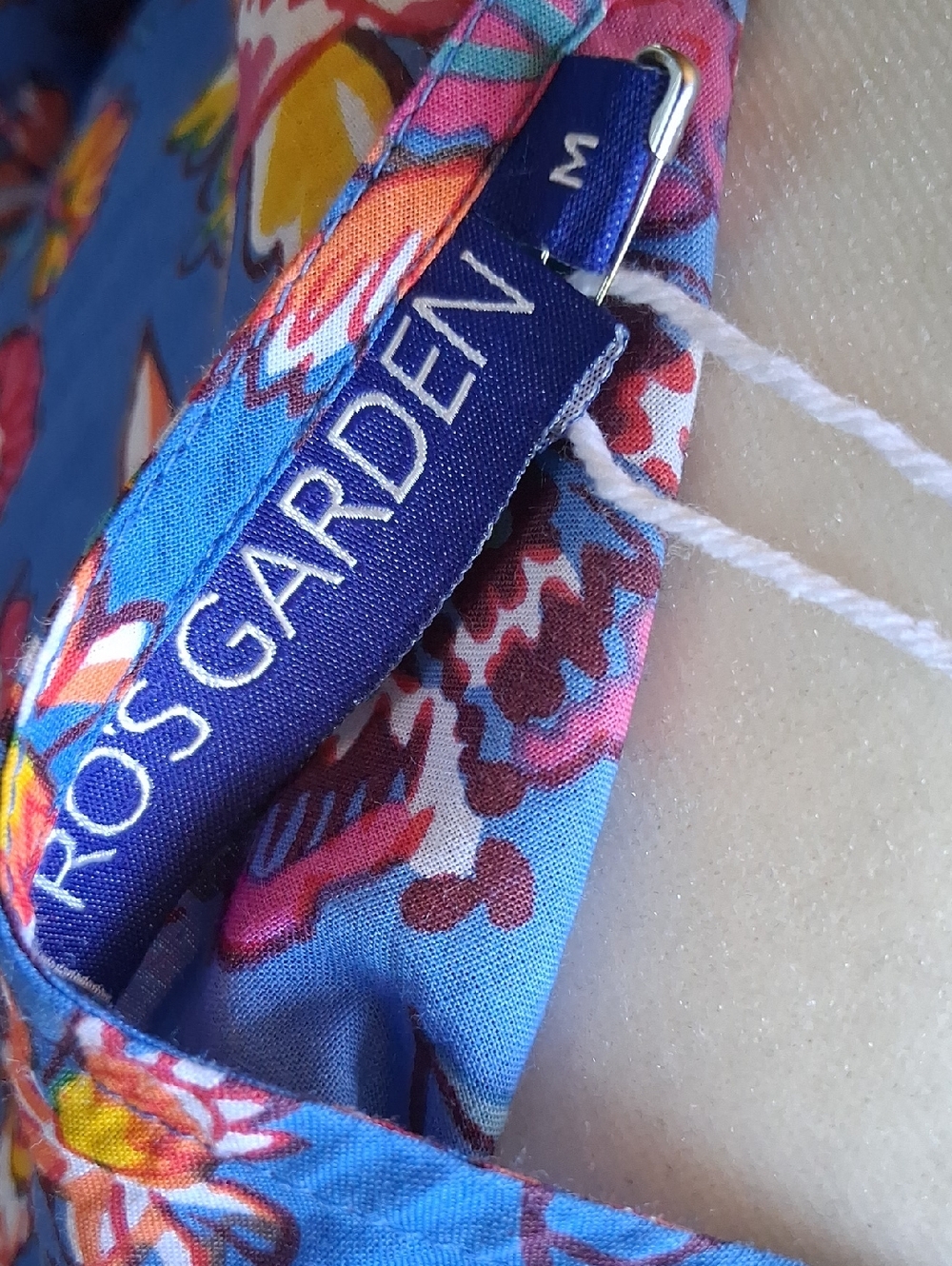 Ro's Garden Blair Blue Floral Button-Front Midi Dress M - Picture 7 of 9